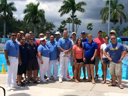 USA Water Polo coaching staff on the pool deck